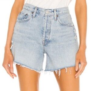 AGOLDE Parker Long Short Vintage Parade Denim Raw Hem Jean Shorts